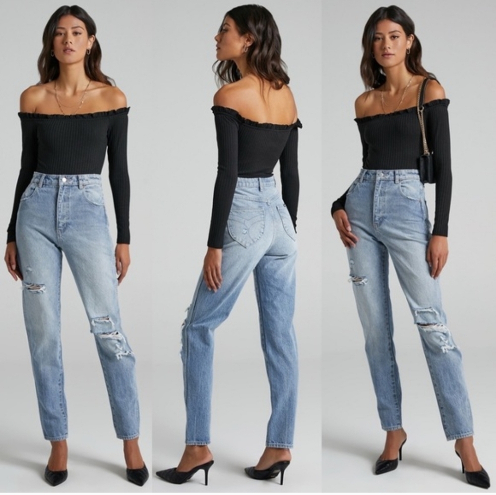 Rollas Elle Jean Garage Worn High Rise Distressed
